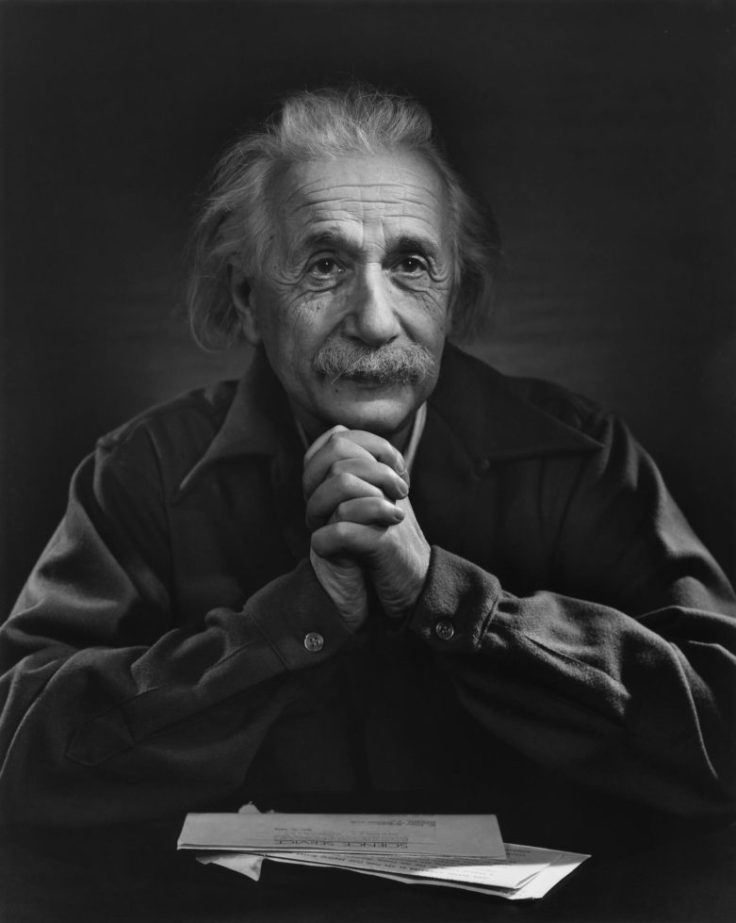 Black and white photograph of Albert Enstein by Yousuf Karsh, taken in 1948